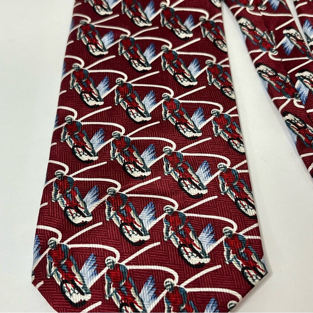 VINTAGE* RM SPORT 100% Silk Tie~Burgundy Bicycling~Ralph Martin & Co.~1998